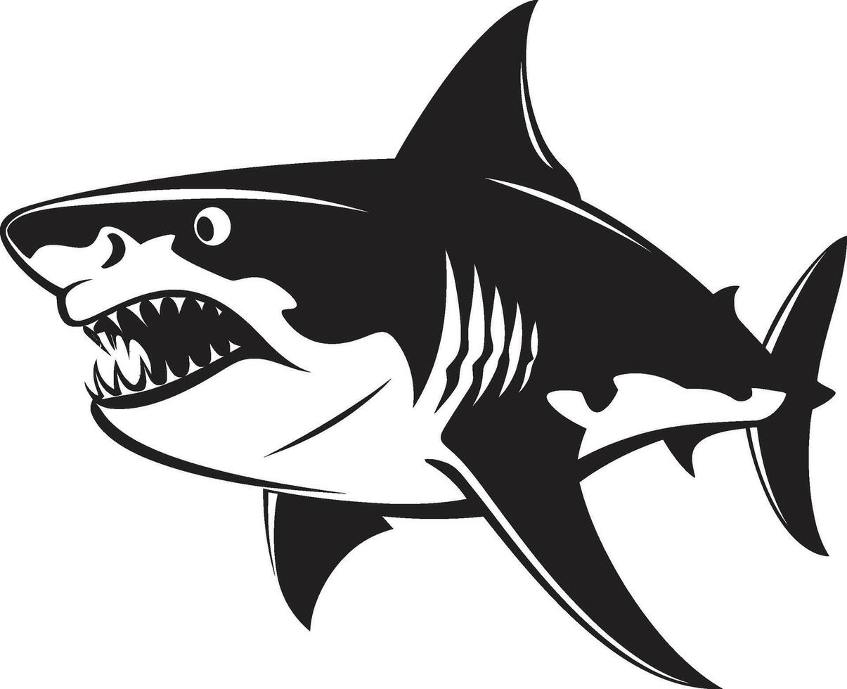 oceanisch soevereiniteit zwart voor dreigend haai stil zee macht elegant zwart haai in vector
