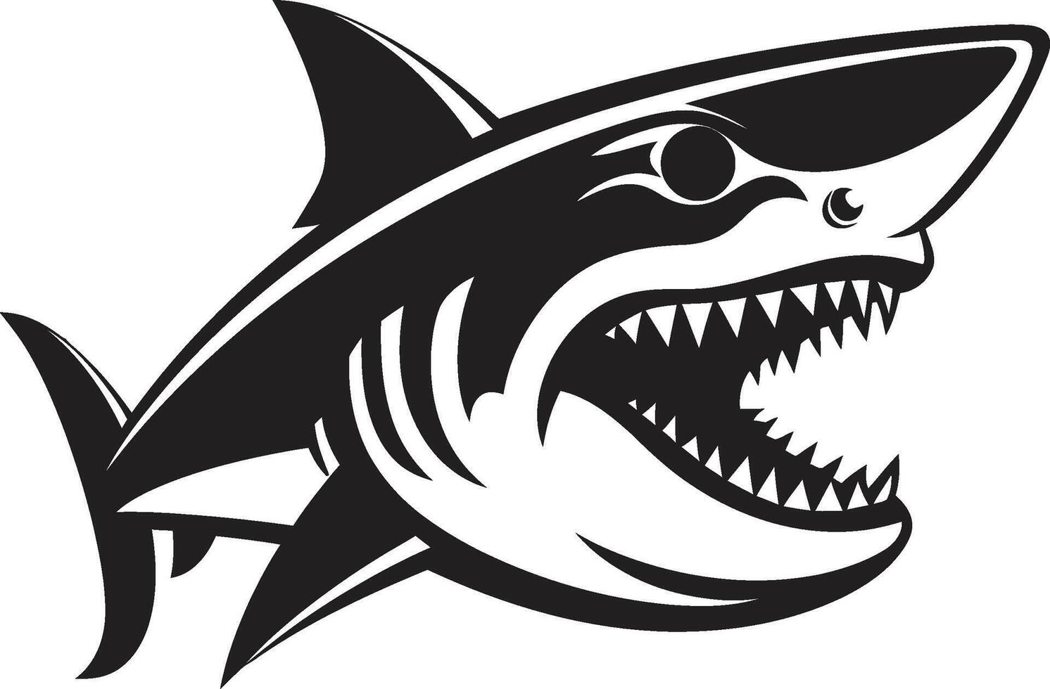 onderwater- dominantie elegant zwart haai embleem roofdieren aanwezigheid zwart voor afschrikwekkend haai vector