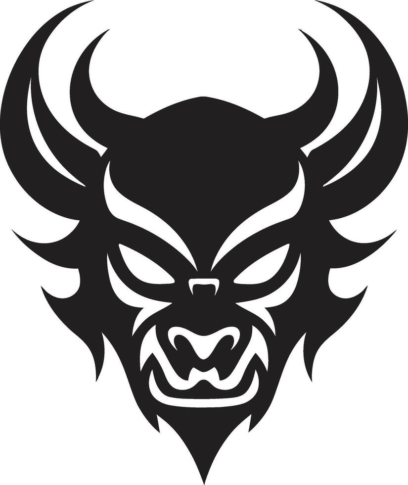 overschaduwd oni gezicht elegant zwart embleem met een mysterieus tintje stoutmoedig oni symbool donker ontwerp voor een boeiend merk beeld vector