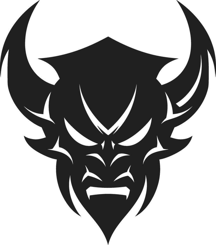 mystiek oni silhouet hedendaags zwart logo griezelig oni masker noir geïnspireerd icoon voor een opvallend merk beeld vector