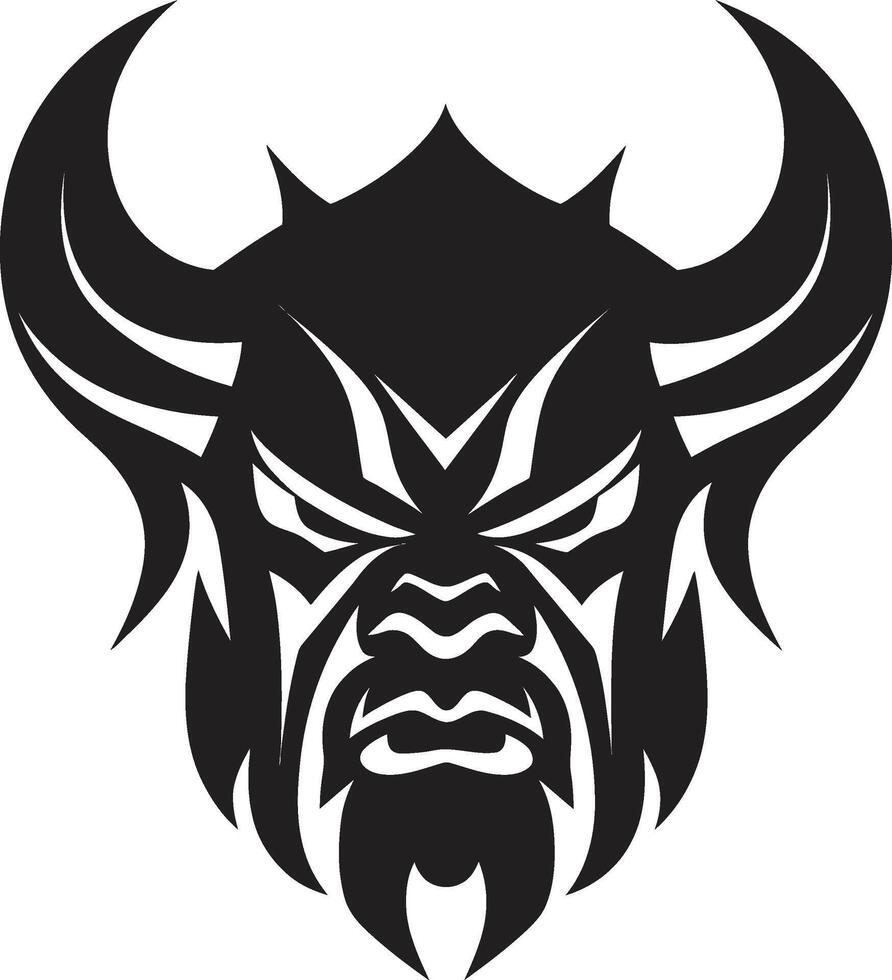 overschaduwd oni hoofd elegant noir geïnspireerd logo ontwerp donker oni symbool elegant illustratie met Japans invloed vector