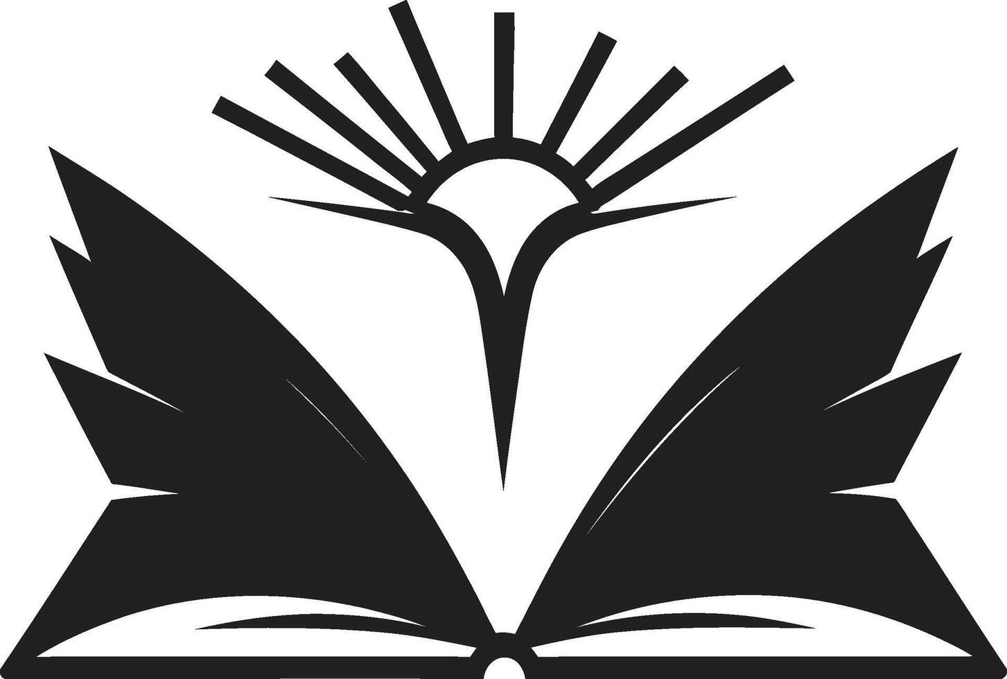 strak Pagina's onthuld hedendaags embleem in noir zwart noir boek logo elegant zwart illustratie met Open boek vector