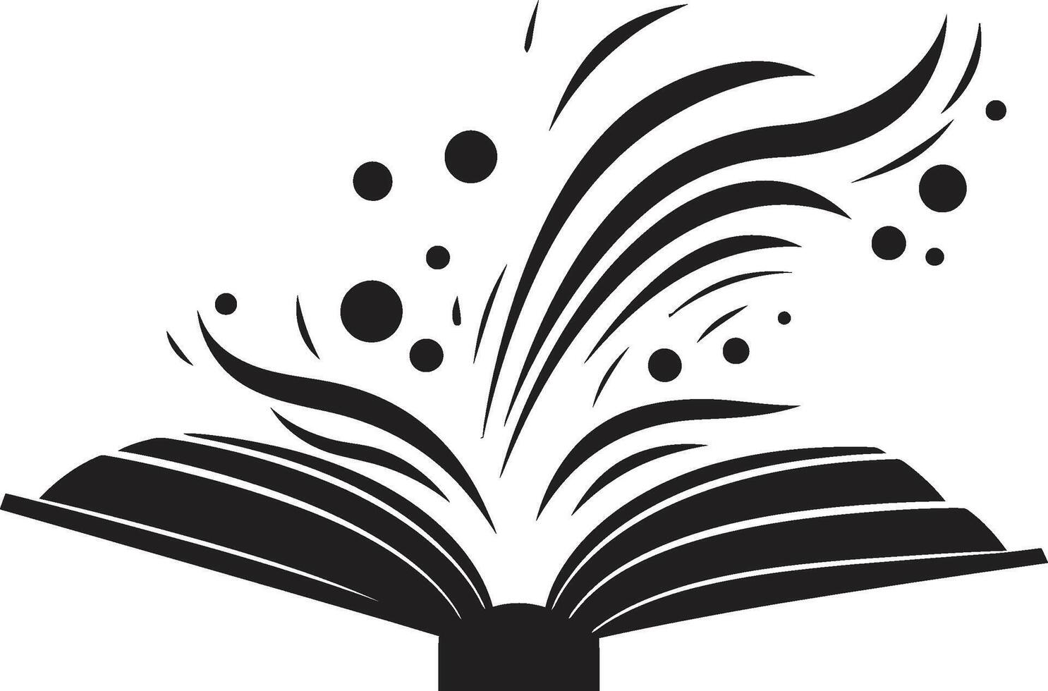 Open kennis embleem donker illustratie met boek ontwerp strak Open boek noir geïnspireerd icoon voor een boeiend logo vector