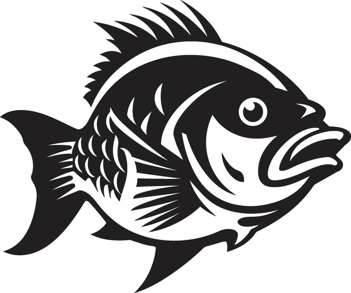 onderwater- dreiging embleem strak zwart logo voor een boeiend beeld scheermes tanden ontketend hedendaags logo met elegant piranha vector