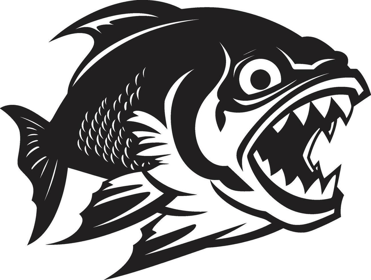 toothy bedreiging ingewikkeld piranha ontwerp in noir zwart dreigend roofdier embleem elegant icoon voor een modern merk beeld vector