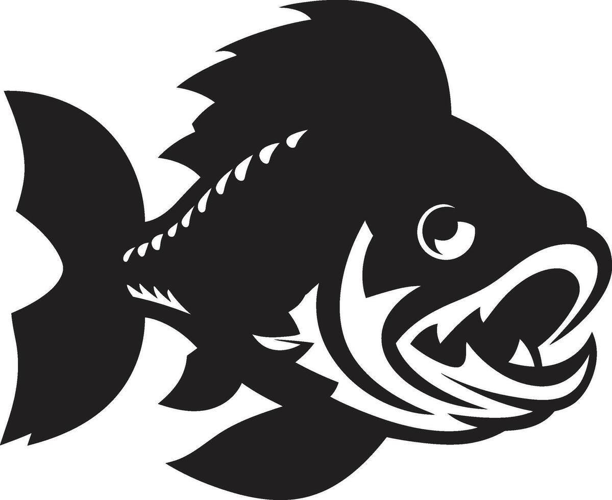 onderwater- dreiging strak zwart embleem voor een boeiend kijken scheermes tanden ontketend hedendaags logo met elegant piranha vector