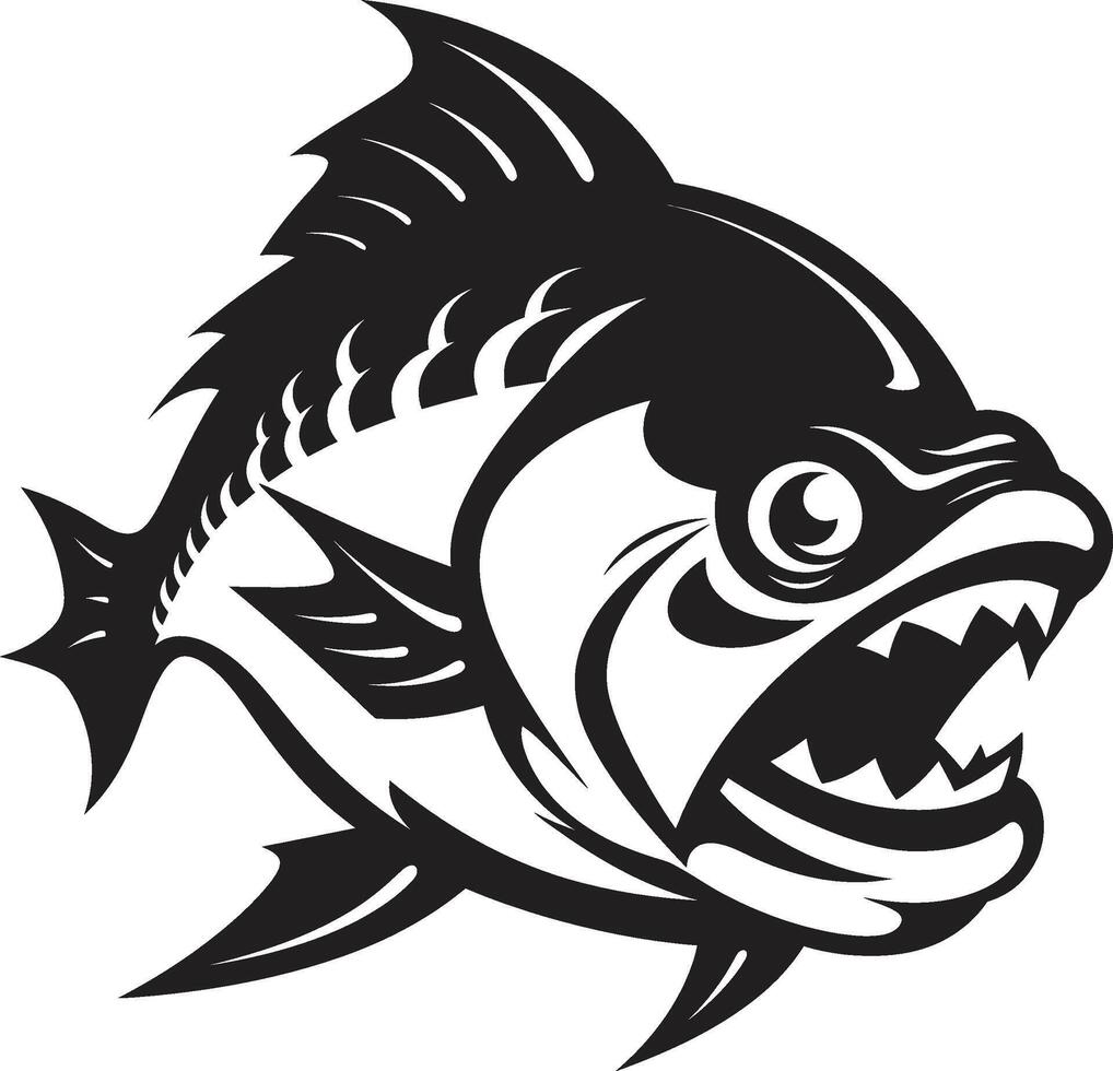kaken van Gevaar elegant zwart logo ontwerp met strak piranha dreigend roofdier icoon chique embleem voor een opvallend beeld vector