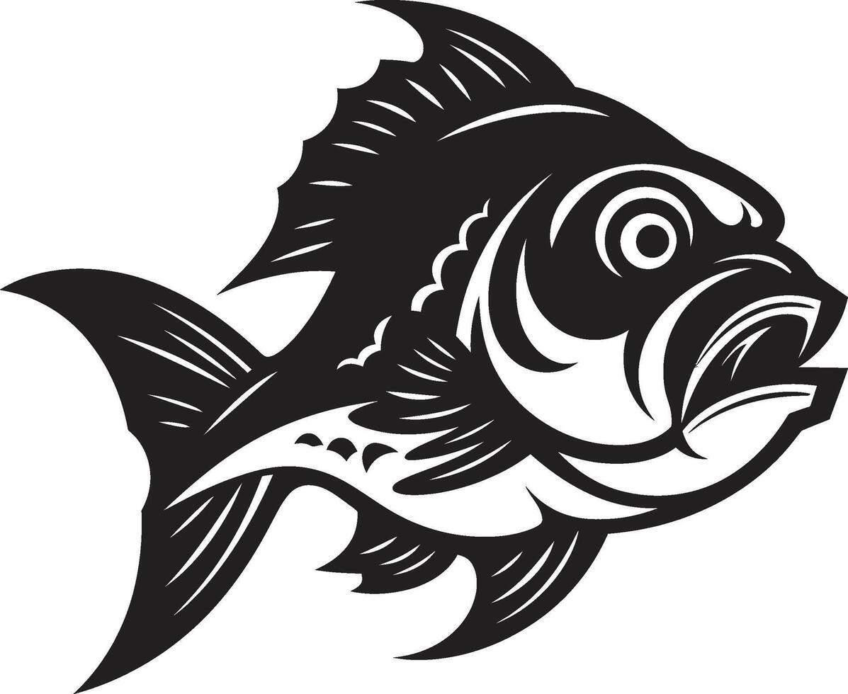 scheermes tanden icoon strak zwart illustratie voor opvallend branding aquatisch roofdier elegant zwart icoon met ingewikkeld piranha ontwerp vector