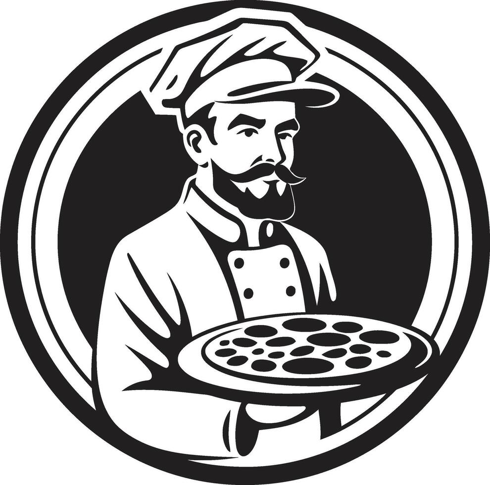 ambachtelijk plak ingewikkeld zwart icoon met noir geïnspireerd pizzeria pizzeria vakmanschap strak silhouet in elegant zwart vector