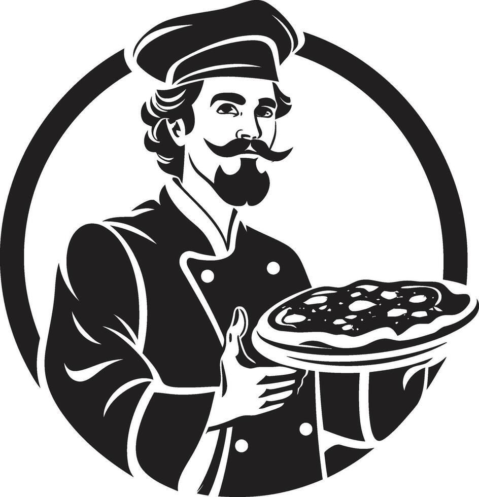 pizza kunstenaarstalent ontketend elegant zwart logo met modern culinaire tintje smaakvol creatie elegant embleem voor een smakelijk merk vector