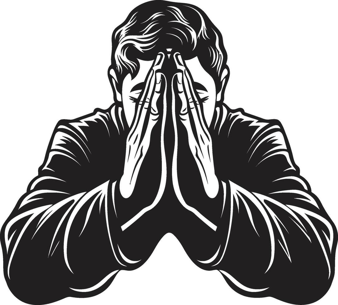 iconisch verlichting elegant bidden Mens handen goddelijk dimensies zwart bidden handen in vector