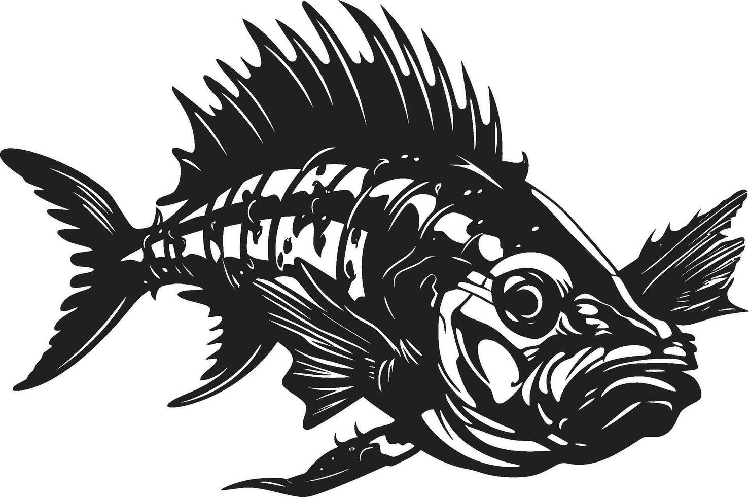 fantoom fysiologie embleem zwart logo voor roofdier vis skelet grimmig kieuwen glyph elegant zwart icoon ontwerp voor roofdier vis skelet vector