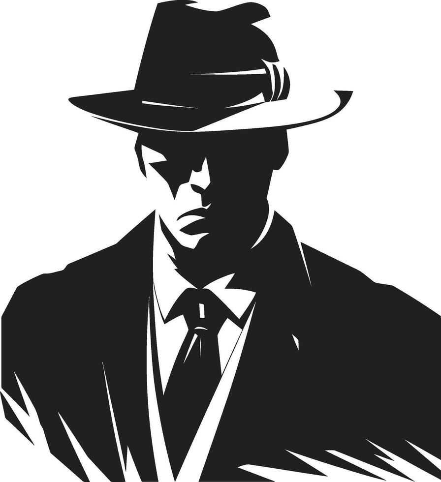 crimineel couture pak en hoed gangster pracht embleem van maffia elegantie vector