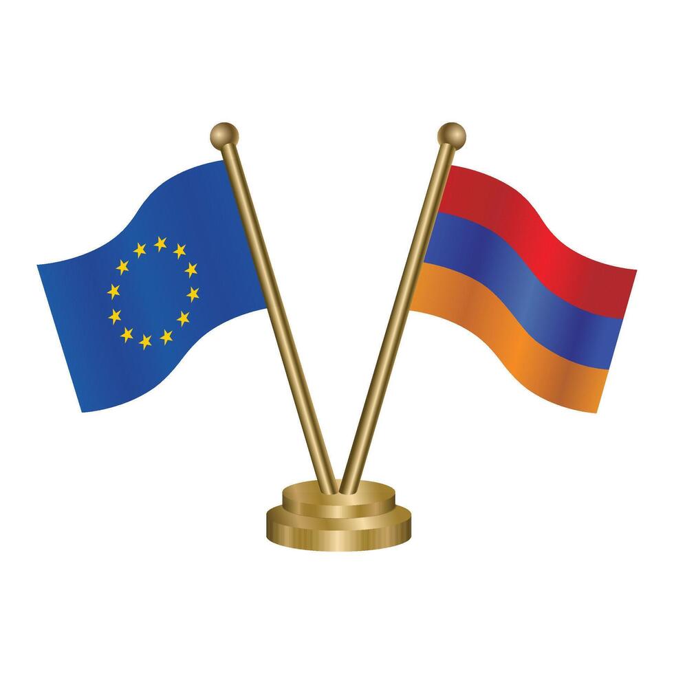 Europese unie en Armenië tafel vlaggen. vector illustratie