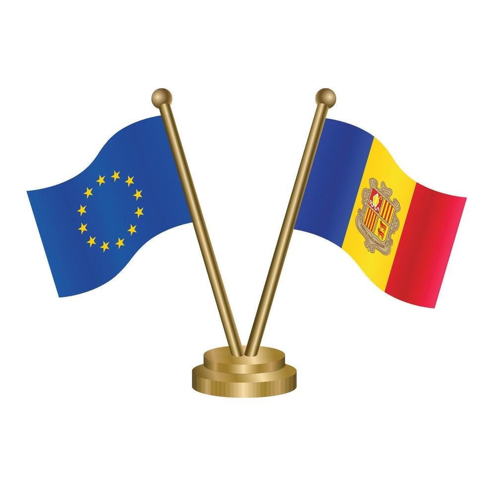 Europese unie en Andorra tafel vlaggen. vector illustratie