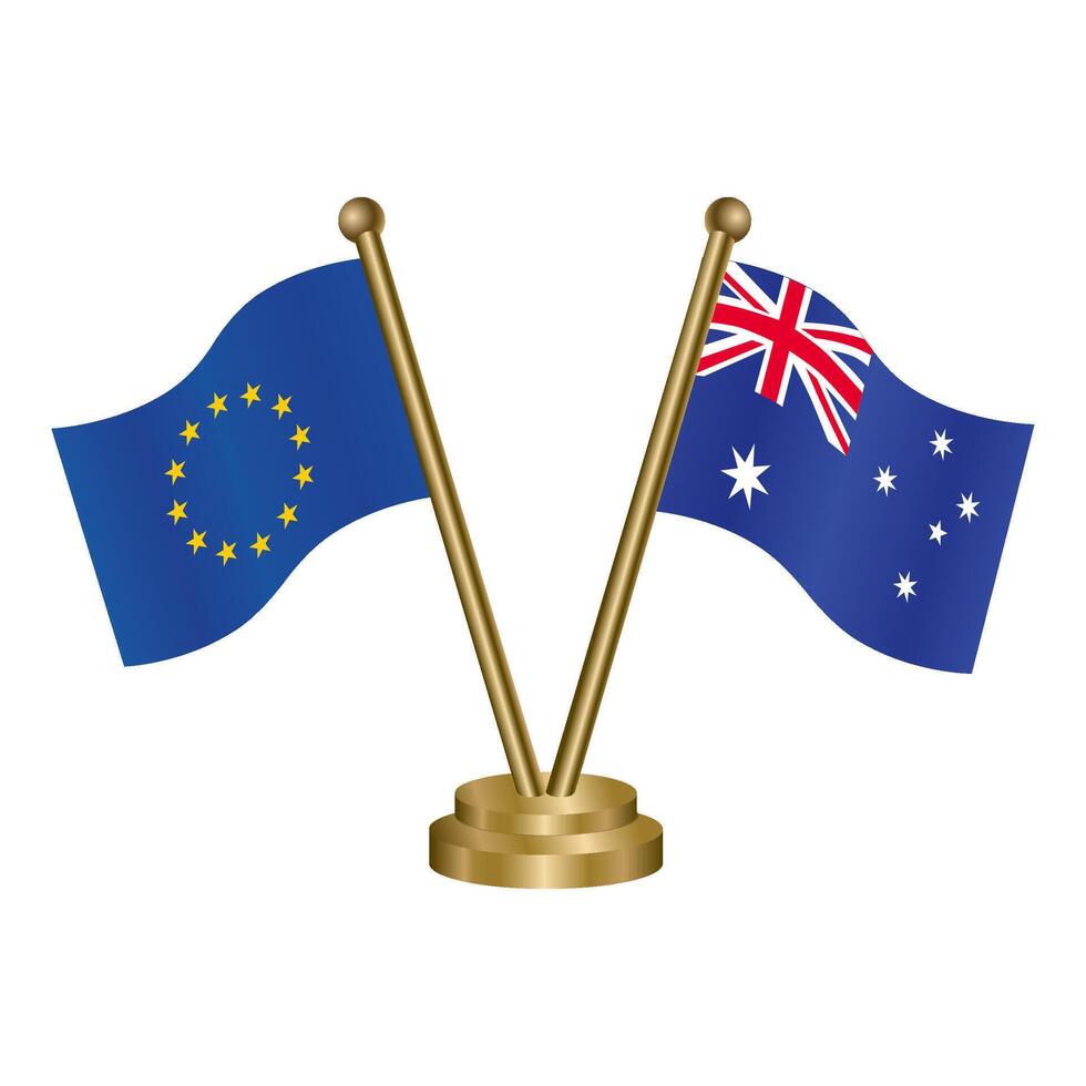 Europese unie en Australië tafel vlaggen. vector illustratie