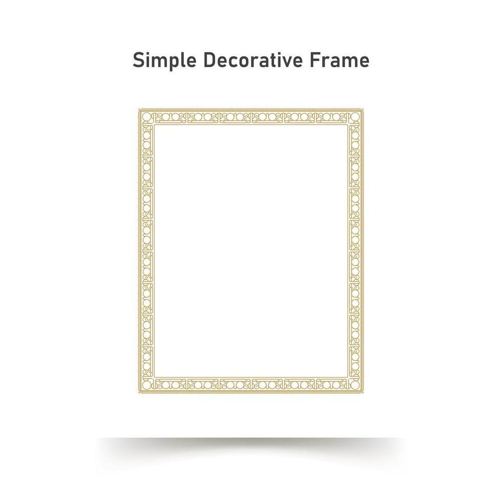 decoratief ornament vierkant frame. eenvoudige gouden lijnrand voor foto, certificaatontwerp vector