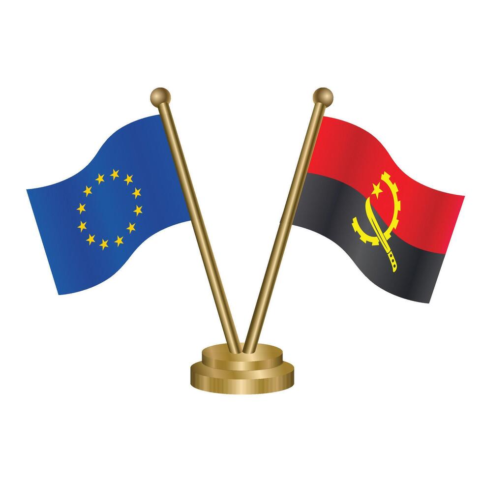 Europese unie en Angola tafel vlaggen. vector illustratie