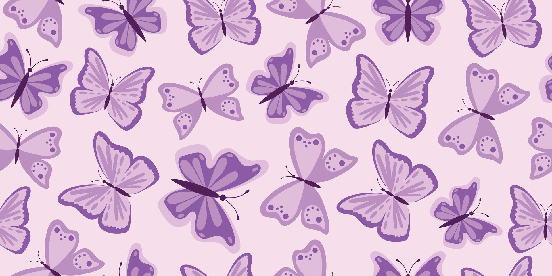 naadloos patroon met vlinders in lila tonen. schattig delicaat achtergrond met vlinders. vector