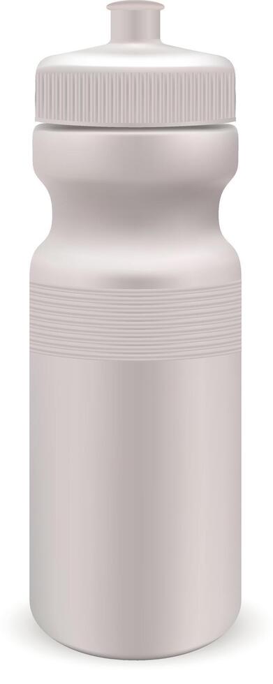 wit glanzend plastic water sport- fles. foto realistisch verpakking mockup sjabloon. voorkant visie vector