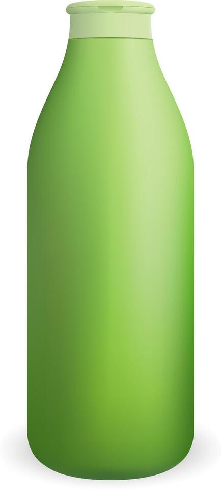 groen ronde kunstmatig shampoo of douche gel fles. ontwerp sjabloon. schoonheidsmiddelen verpakking model. realistisch 3d illustratie. vector