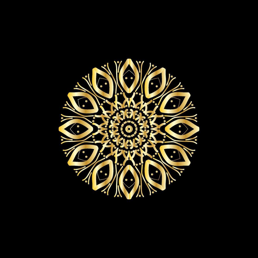 mandala. goud decoratief element. afbeelding voor kleuren. abstract circulaire ornament met gestileerde bladeren vector