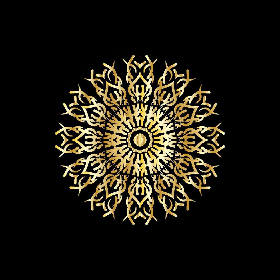 mandala. goud decoratief element. afbeelding voor kleuren. abstract circulaire ornament met gestileerde bladeren vector
