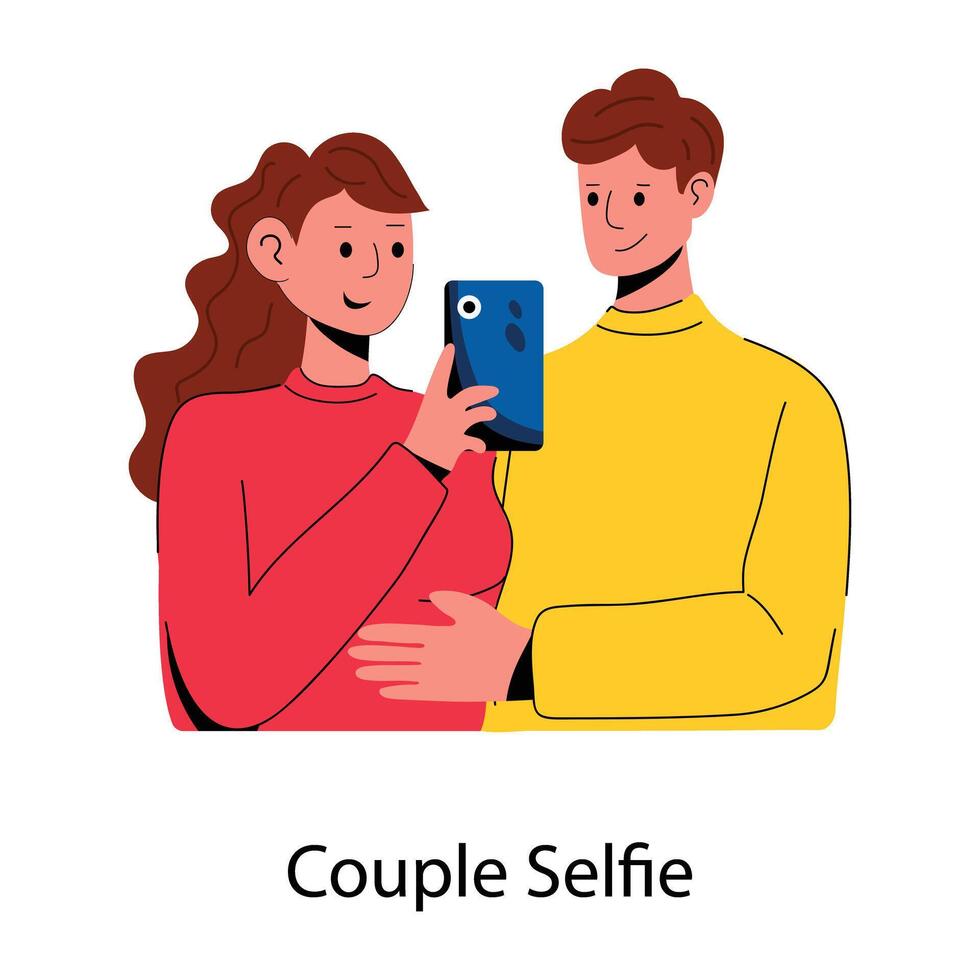 modieus paar selfie vector