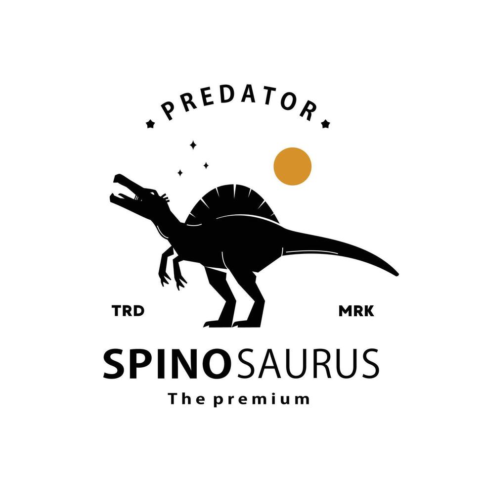 wijnoogst hipster dinosaurus, spinosaurus logo silhouet kunst icoon vector