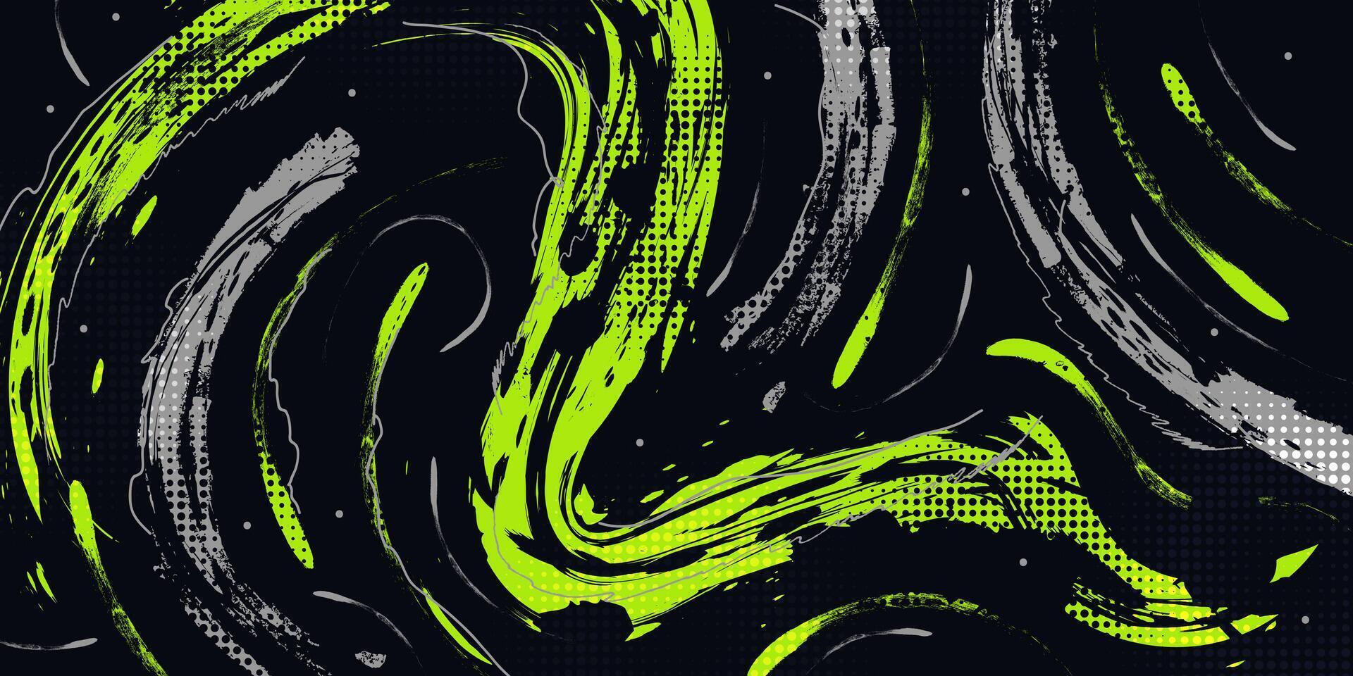 abstract grunge achtergrond met groen en grijs borstel textuur. creatief ontwerp voor sport- achtergrond met halftone effect vector