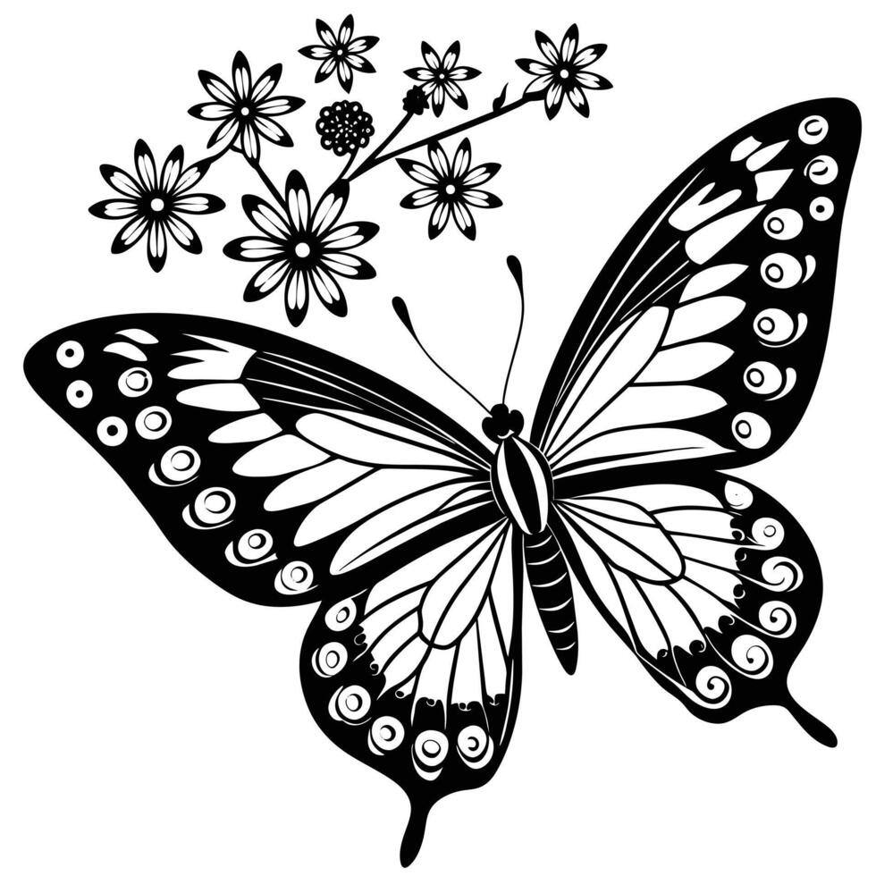 mooi vlinder met bloem illustratie vector