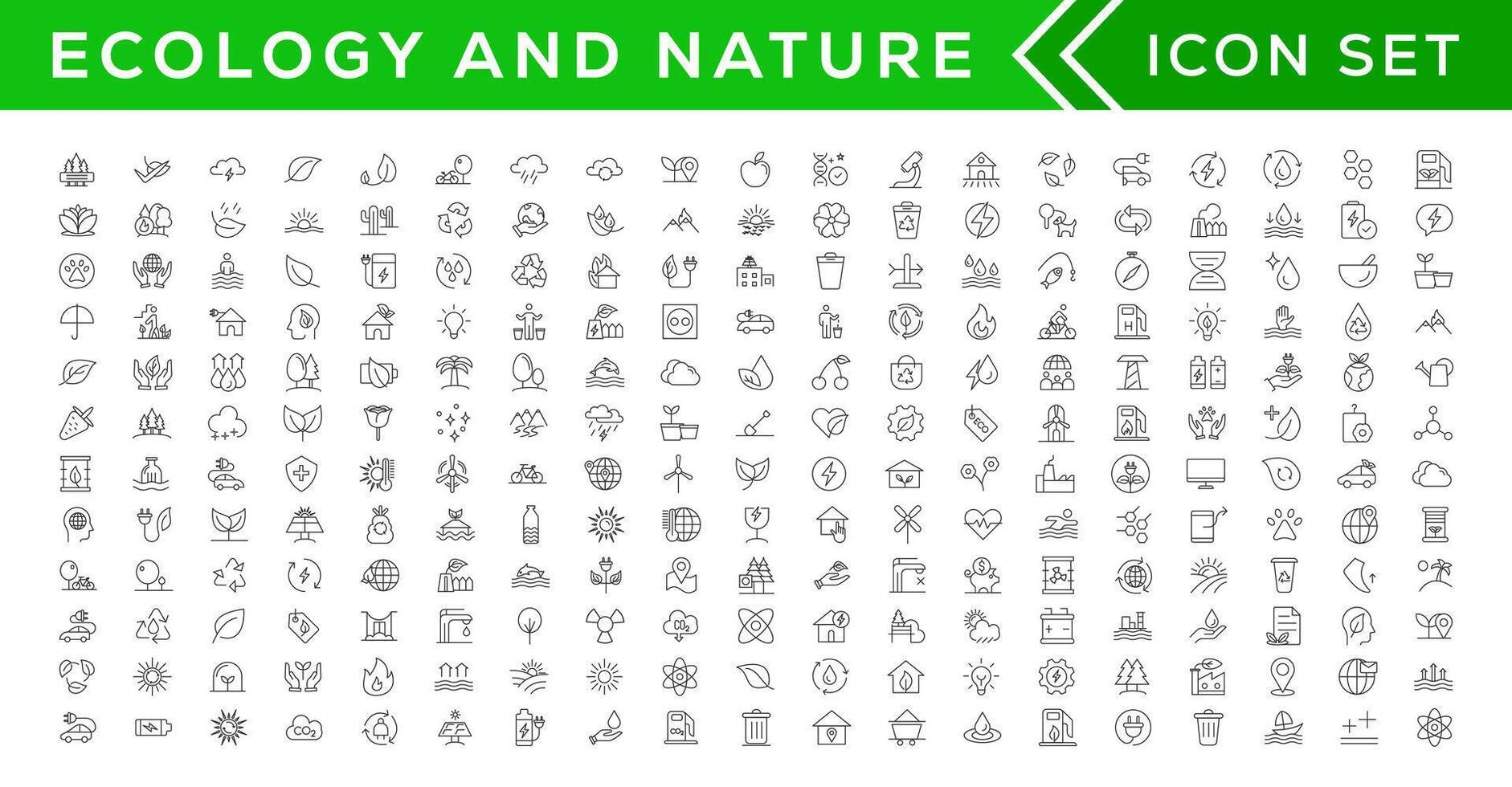 mega reeks van ecologie pictogrammen in modieus lijn stijl. groot reeks pictogrammen verzameling vector