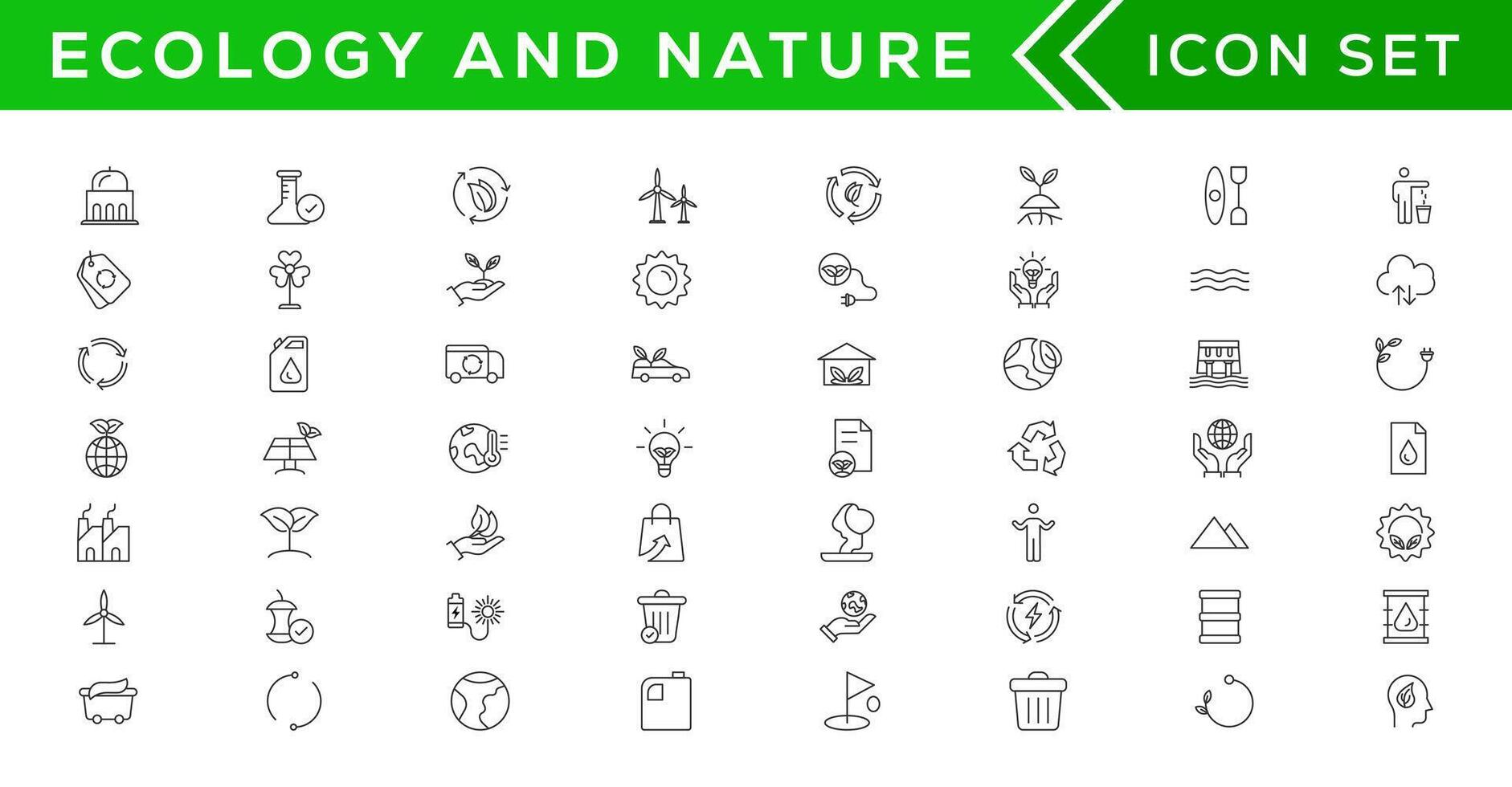 mega reeks van ecologie pictogrammen in modieus lijn stijl. groot reeks pictogrammen verzameling vector