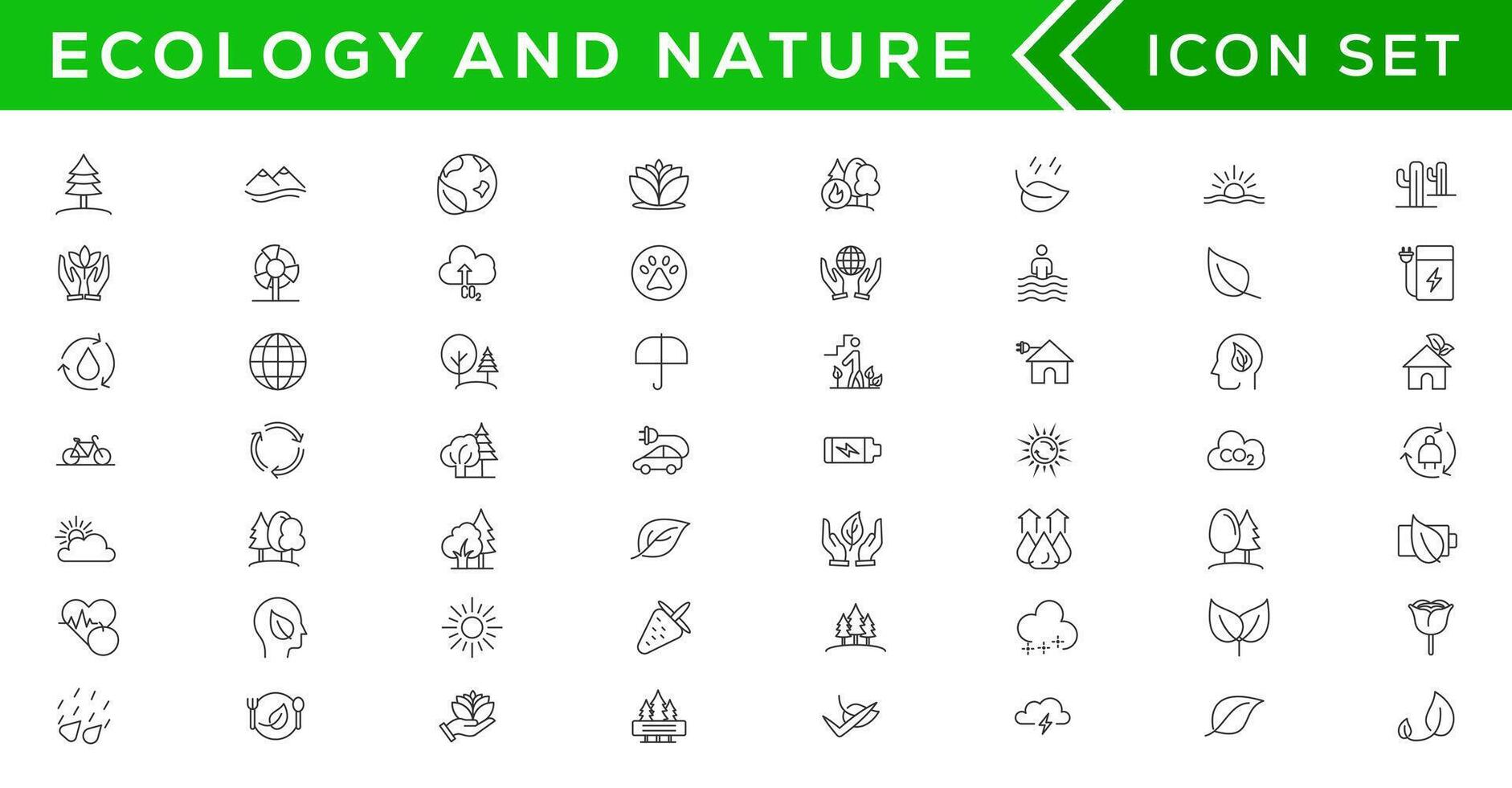 mega reeks van ecologie pictogrammen in modieus lijn stijl. groot reeks pictogrammen verzameling vector