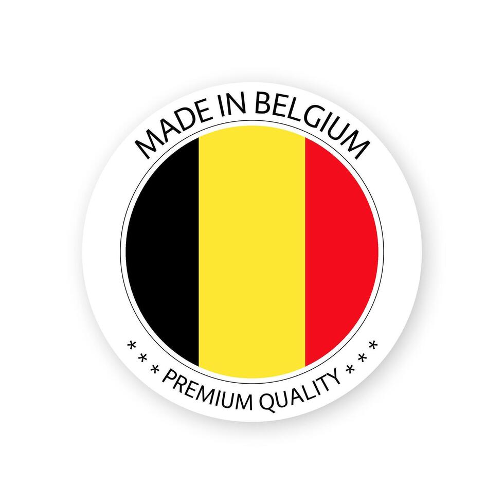 modern gemaakt in belgie etiket geïsoleerd Aan wit achtergrond, gemakkelijk sticker met belgisch kleuren, premie kwaliteit postzegel ontwerp, vlag van belgie vector