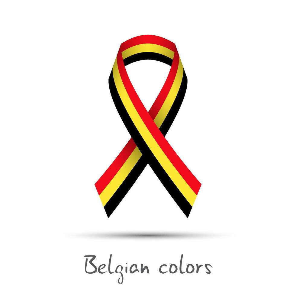 modern gekleurde lint met de belgisch driekleur geïsoleerd Aan wit achtergrond, abstract belgisch vlag, gemaakt in belgie logo vector