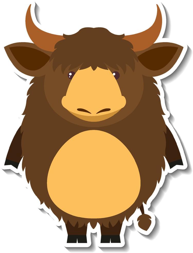 mollige yak dieren cartoon sticker vector