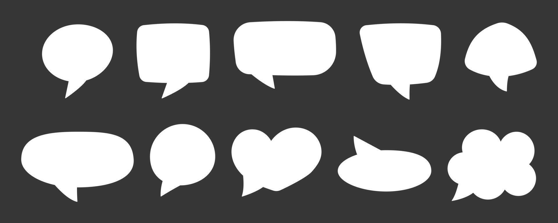 reeks van blanco wit hand- getrokken toespraak bubbels, chatten of bericht doos, praten bubbel, geïsoleerd achtergrond. vlak tekening sticker voor denken teken, citaat, uitverkoop, tekst vector