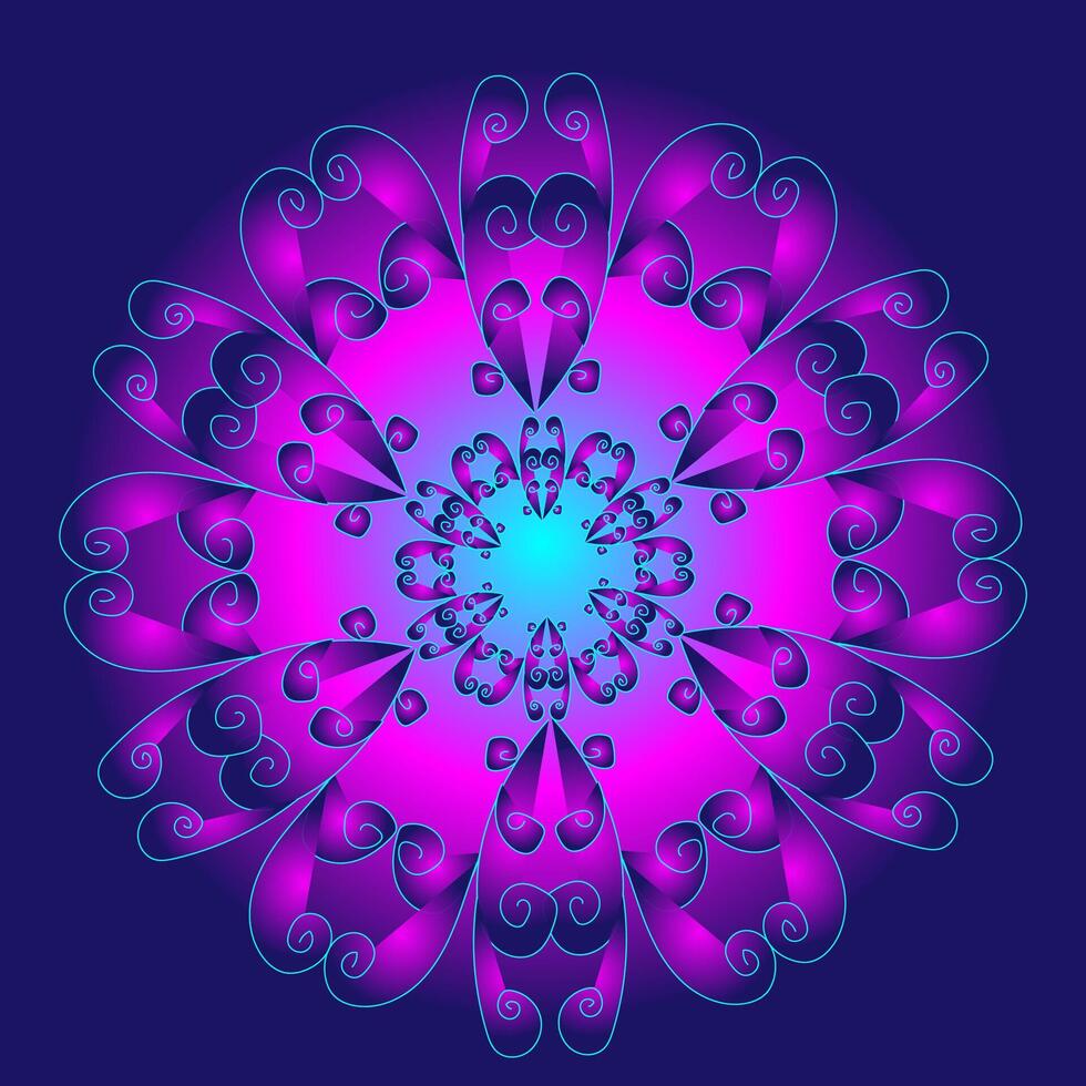 ronde roze mandala patroon Aan een blauw achtergrond vector