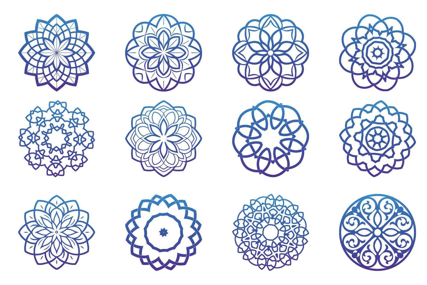 abstract circulaire bloemen veter. reeks van ronde kant mandala tekens. vector