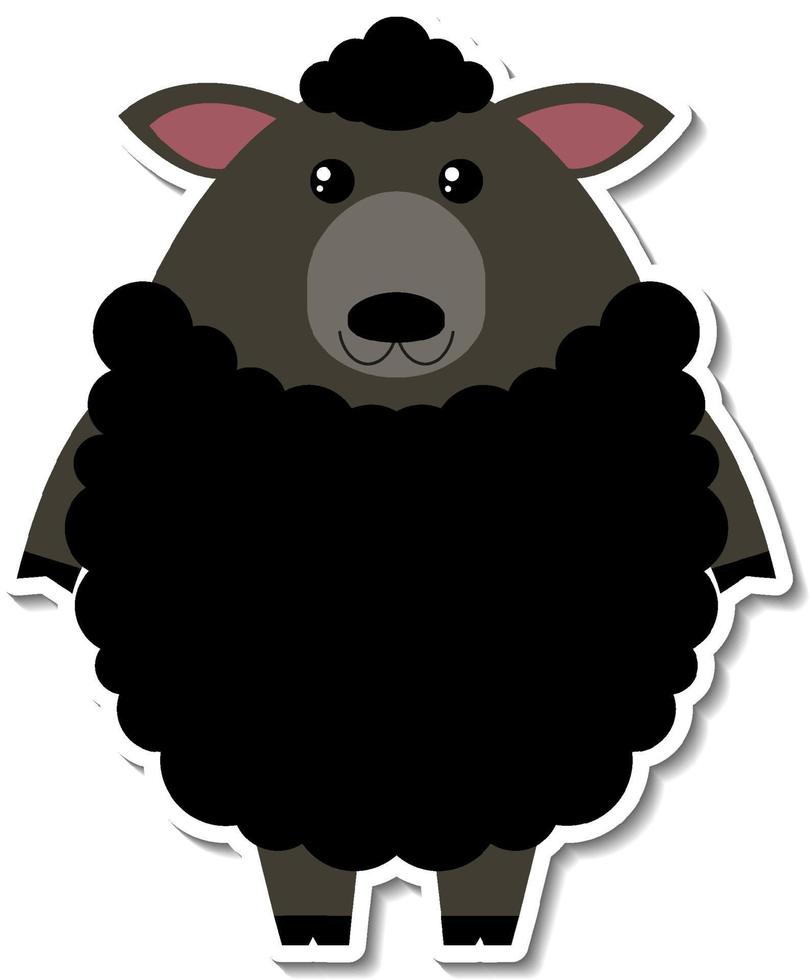 mollige zwarte schapen boerderij dieren cartoon sticker vector