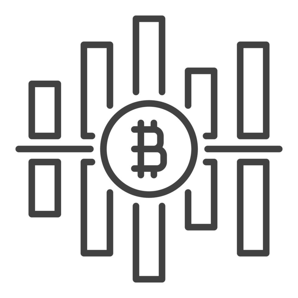 bitcoin cryptogeld diagram crypto handel dun lijn icoon of ontwerp element vector