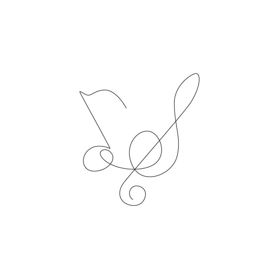 muziek- symbool continuos lijn ontwerp. Notitie continuos lijn illustratie. lijn kunst. monoline Bedrijfsmiddel. vector