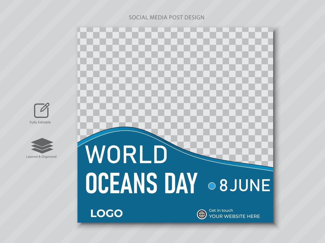 8e juni - wereld oceaan dag sociaal media post vector