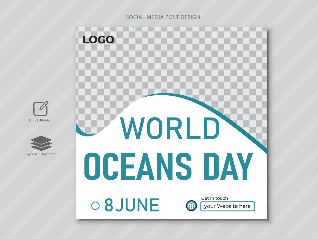 8e juni - wereld oceaan dag sociaal media post vector