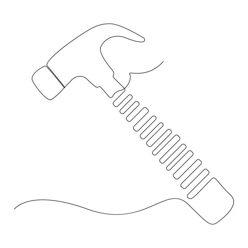 hamer bouw doorlopend single een lijn tekening illustratie vector