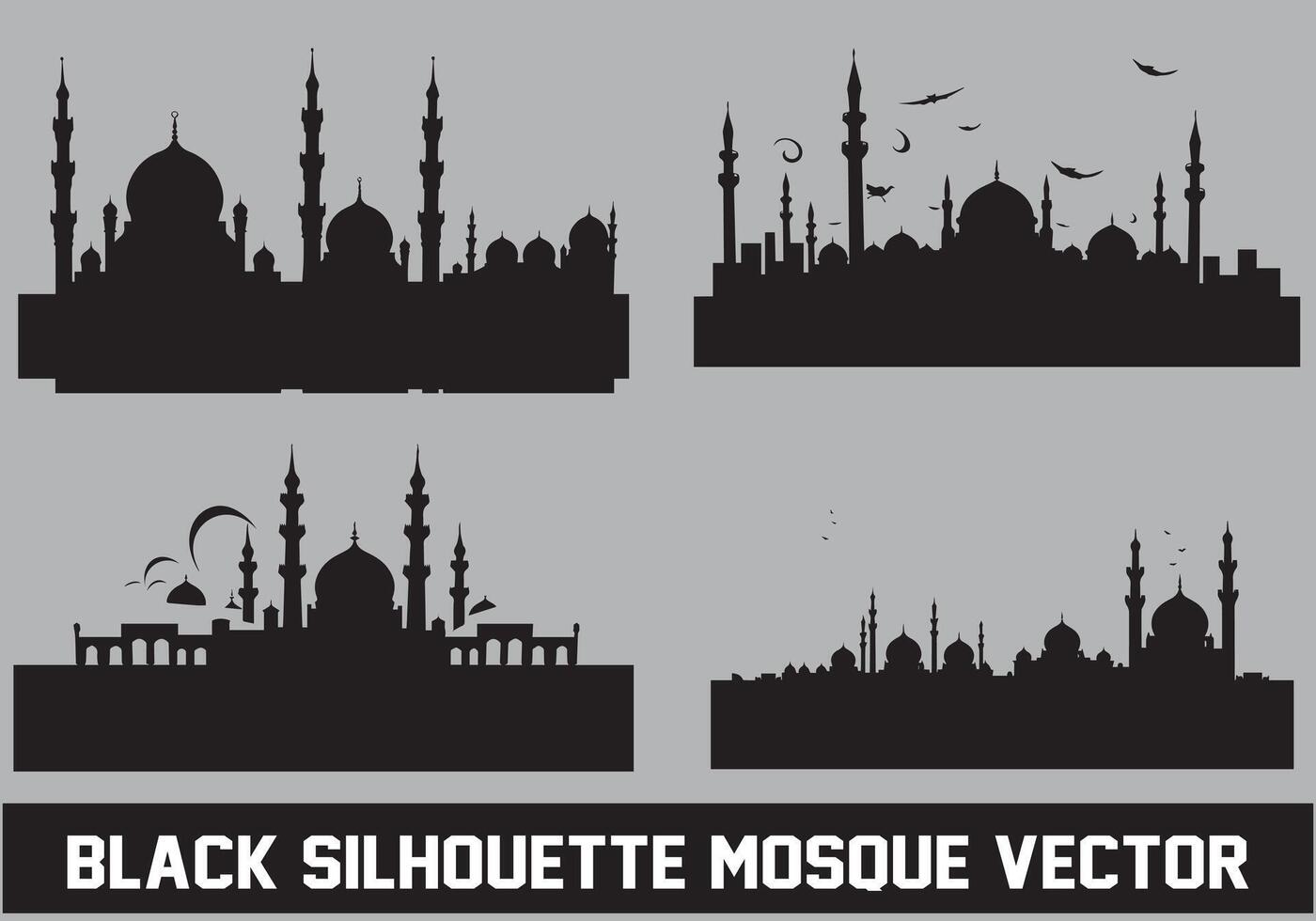 moskee silhouet bundel wit achtergrond vector