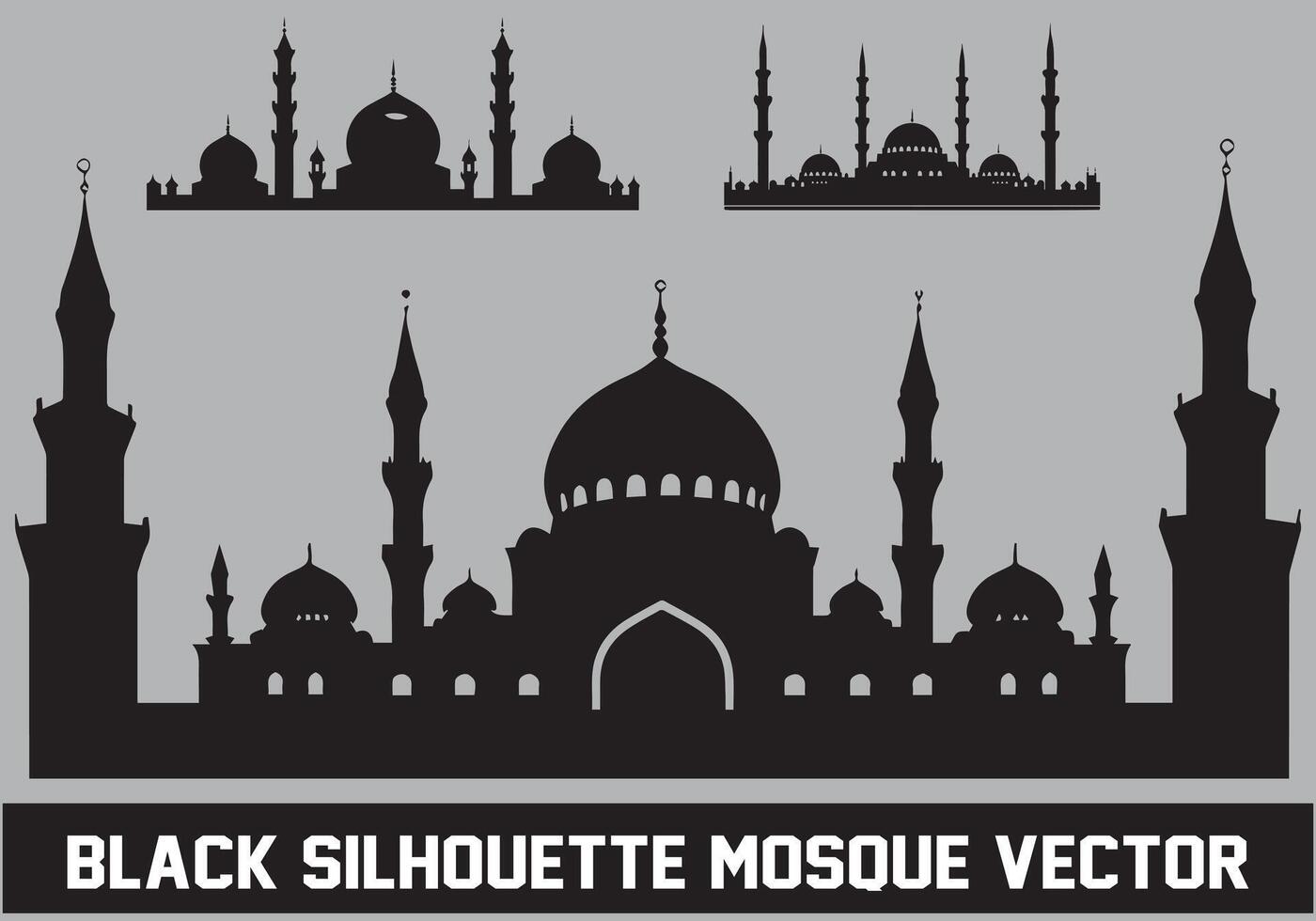 moskee silhouet bundel wit achtergrond vector
