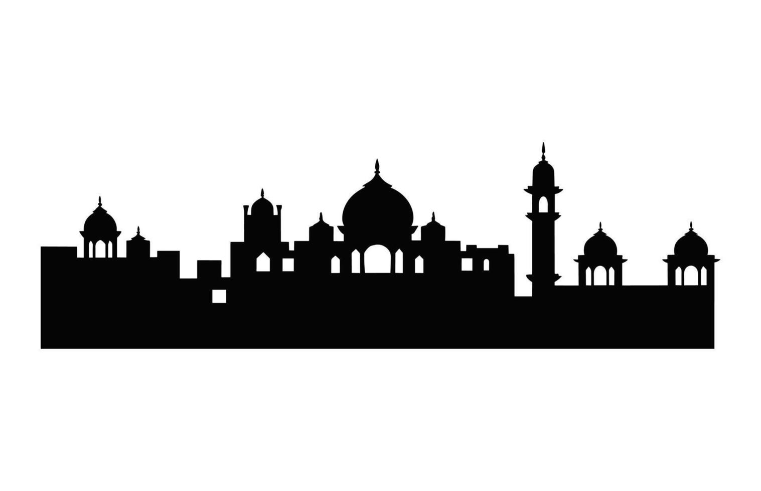 Jaipur stad horizon zwart en wit silhouet vector