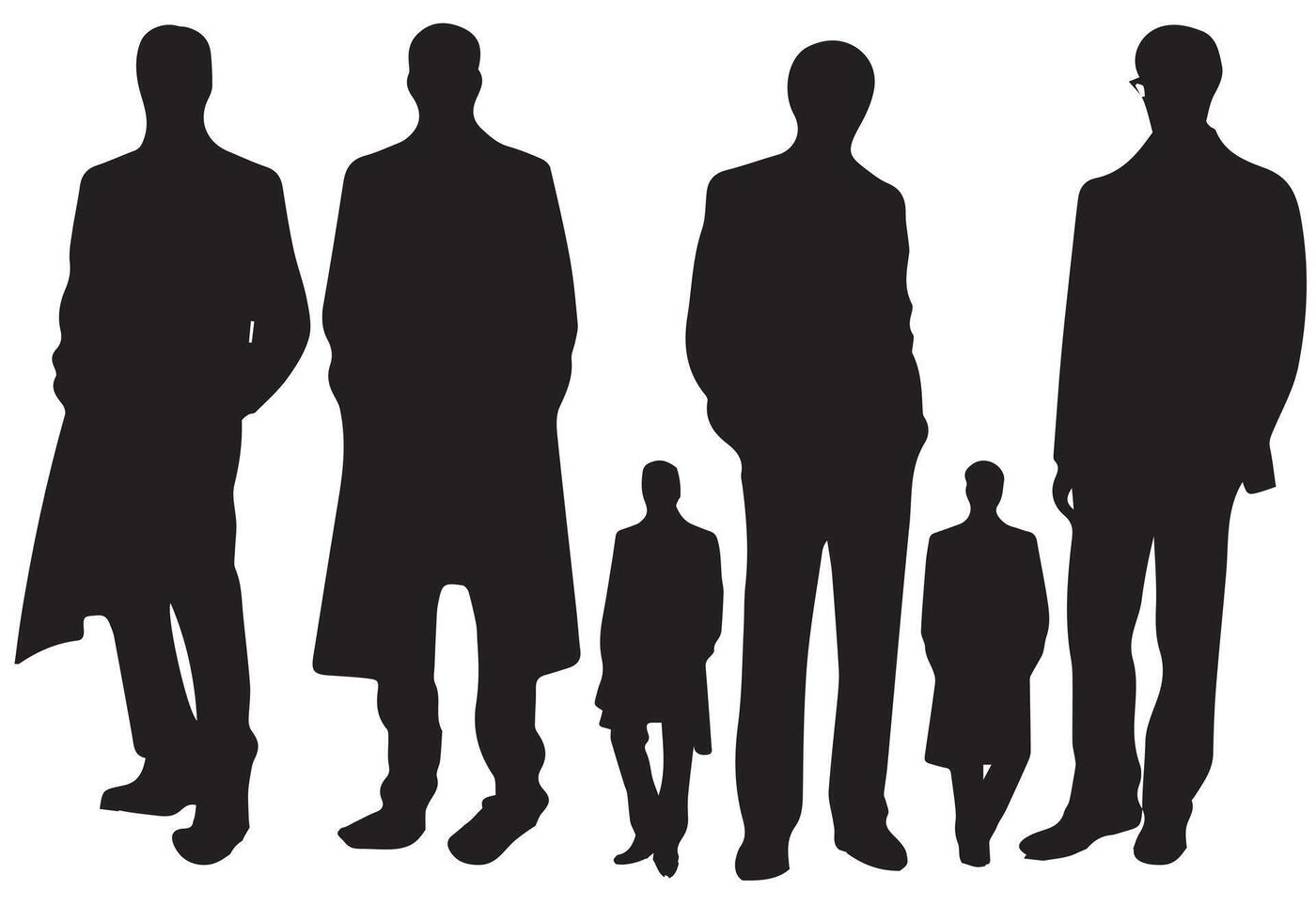 Mens zwart silhouet, set, geïsoleerd vector